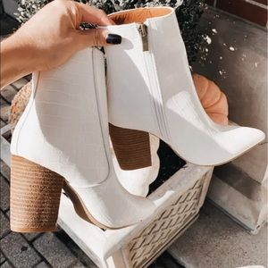White Croc Booties